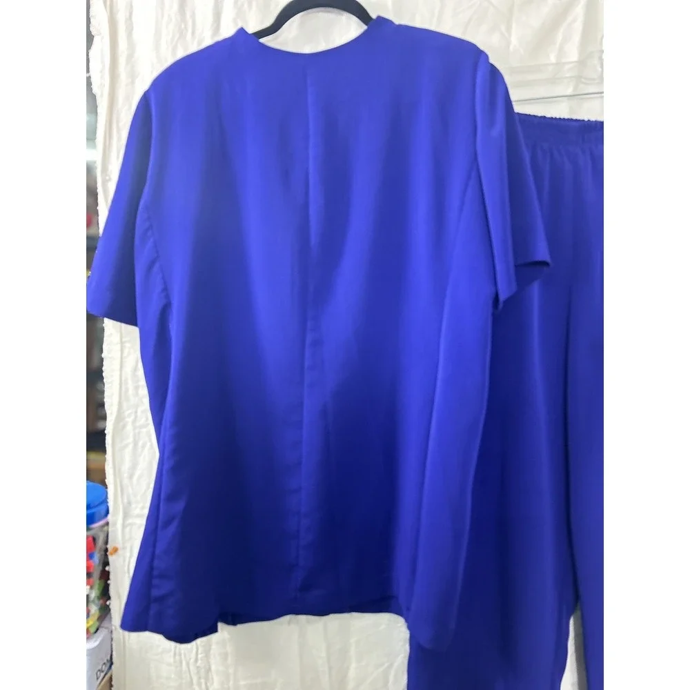 Jones of Dallas Womens Vintage Royal Blue 2 Piece Tunic‎ and Pants Set Size 14